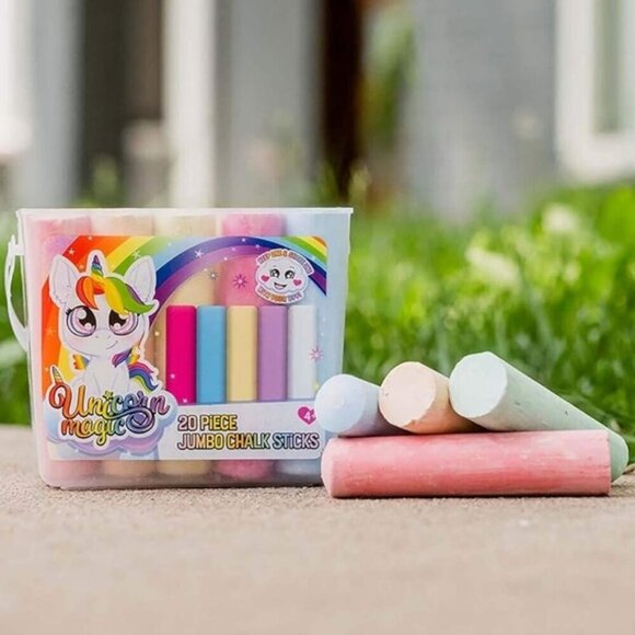 Unicorn Jumbo Sidewalk Chalk Tub 20 Pieces Magic Unicorn Multicolor - Picture 1 of 12